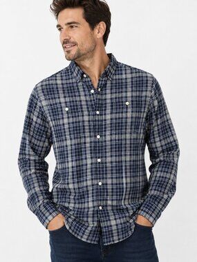 Tommy Hilfiger Men's Blue Plaid Button-Up Long Sleeve Shirt Size M